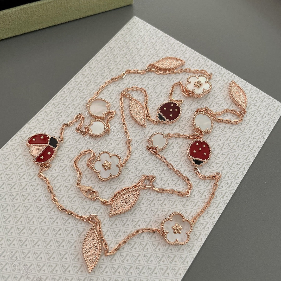 [Clover]LUCKY SPRING 15 MOTIFS ROSE GOLD NECKLACE
