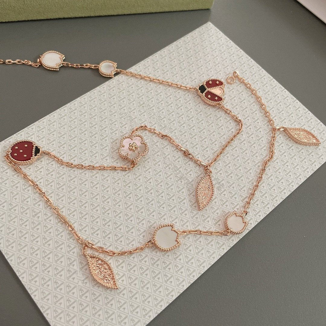 [Clover]LUCKY SPRING 15 MOTIFS ROSE GOLD NECKLACE