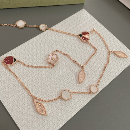 [Clover]LUCKY SPRING 15 MOTIFS ROSE GOLD NECKLACE