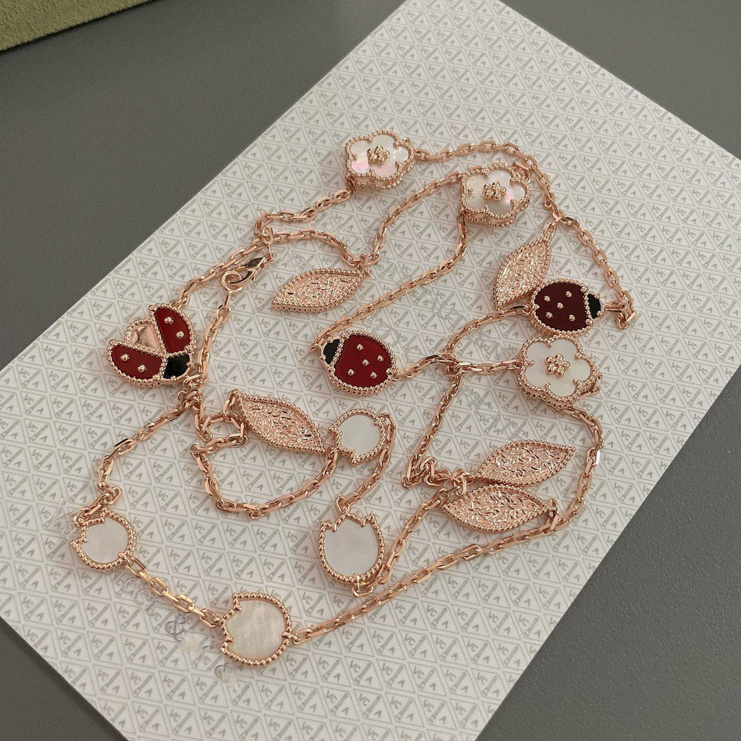 [Clover]LUCKY SPRING 15 MOTIFS ROSE GOLD NECKLACE