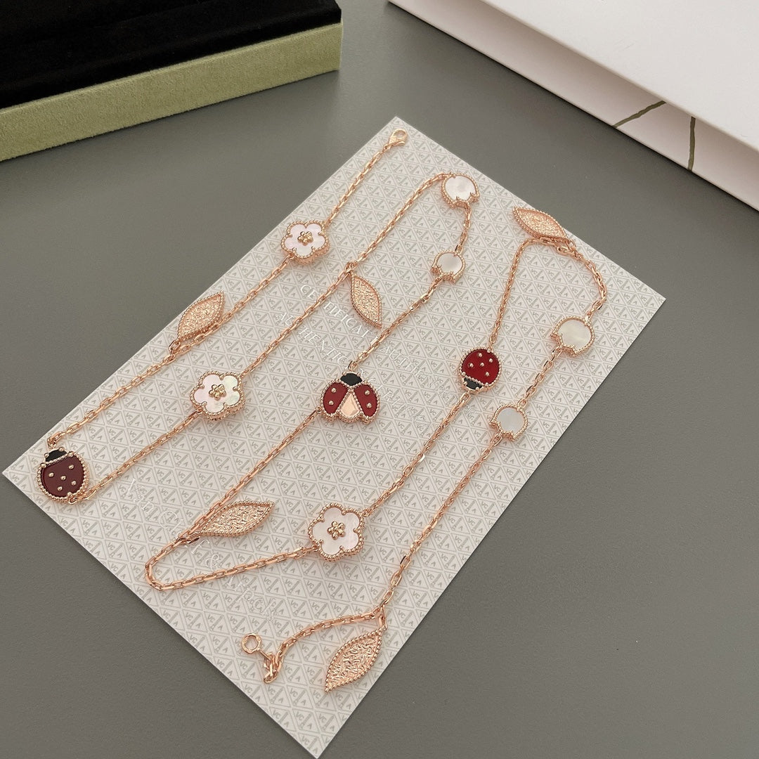 [Clover]LUCKY SPRING 15 MOTIFS ROSE GOLD NECKLACE