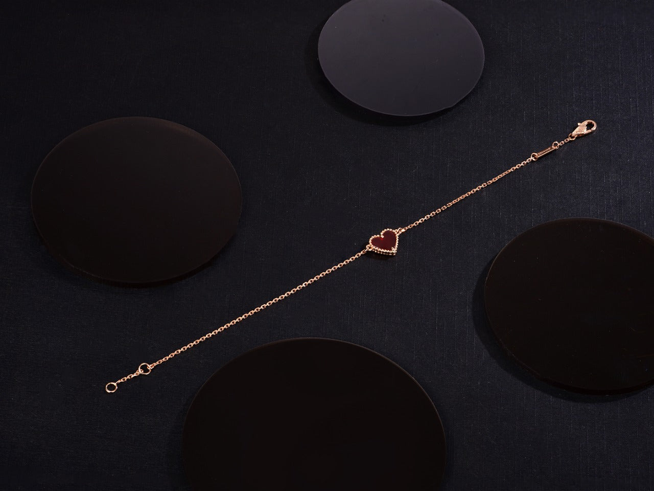 [Clover]HEART CARNELIAN PINK GOLD BRACELET