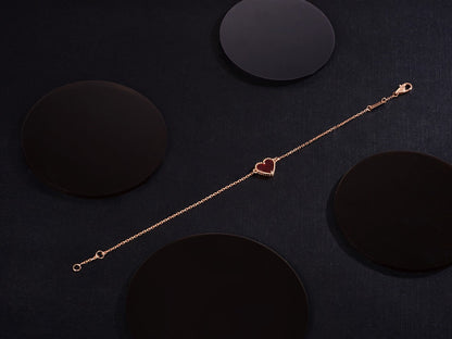 [Clover]HEART CARNELIAN PINK GOLD BRACELET
