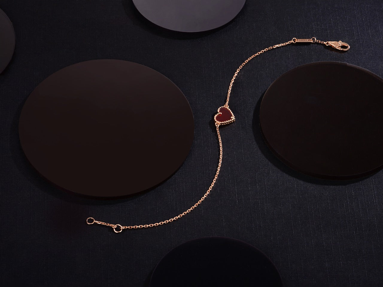 [Clover]HEART CARNELIAN PINK GOLD BRACELET