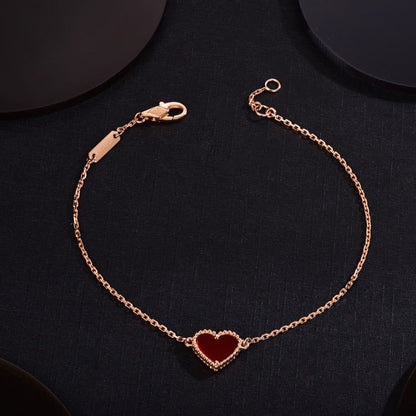 [Clover]HEART CARNELIAN PINK GOLD BRACELET