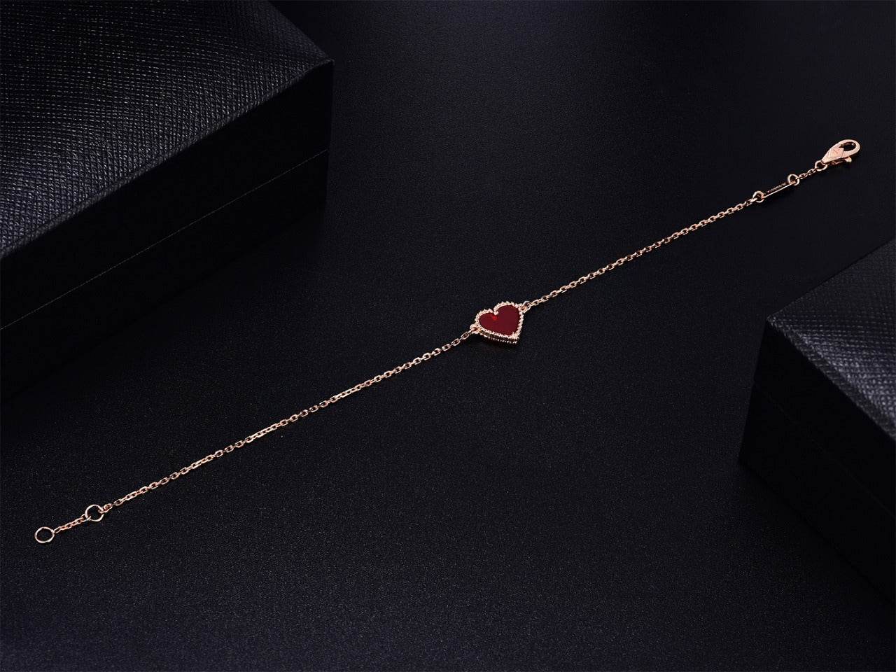 [Clover]HEART CARNELIAN PINK GOLD BRACELET