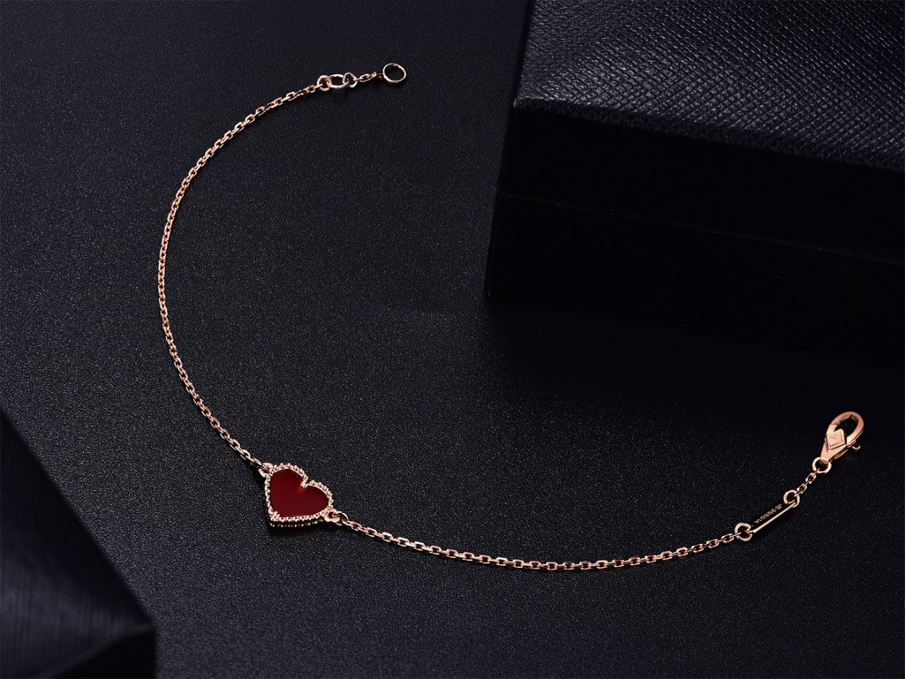 [Clover]HEART CARNELIAN PINK GOLD BRACELET