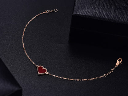 [Clover]HEART CARNELIAN PINK GOLD BRACELET