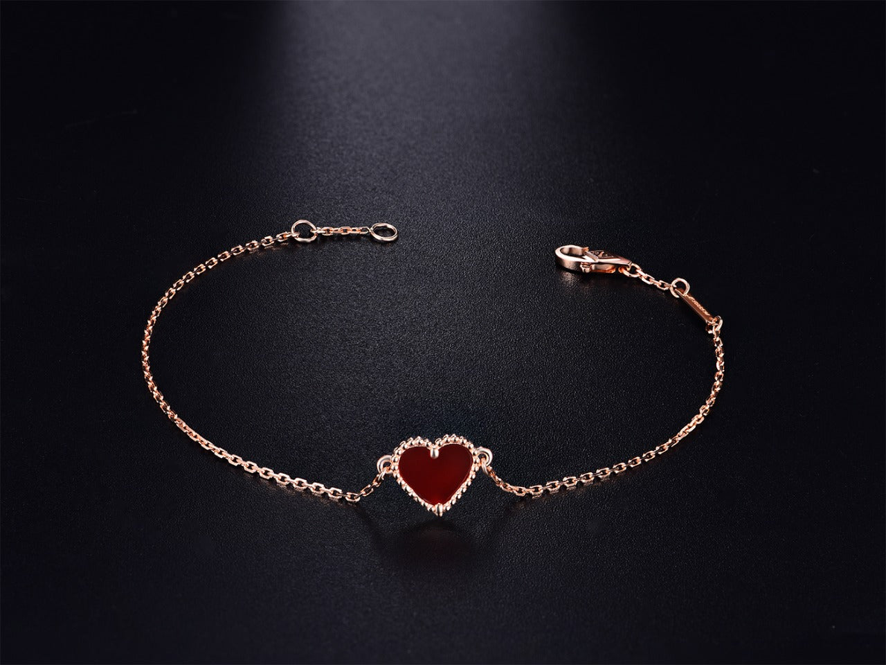 [Clover]HEART CARNELIAN PINK GOLD BRACELET