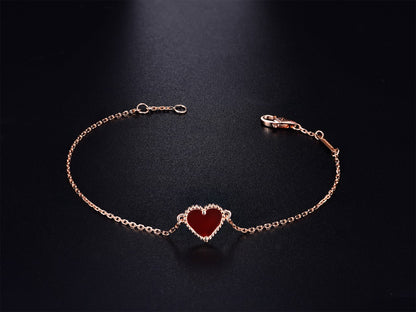 [Clover]HEART CARNELIAN PINK GOLD BRACELET