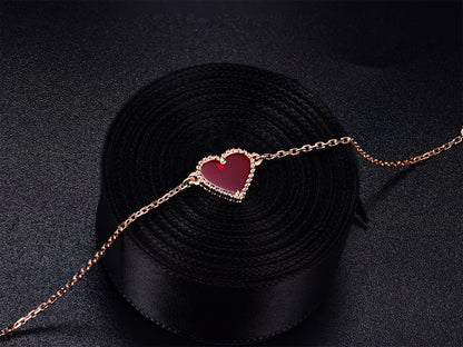 [Clover]HEART CARNELIAN PINK GOLD BRACELET
