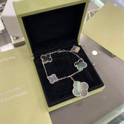 [Clover]CLOVER 5 MOTIFS SIVLER DARK MOP BRACELET