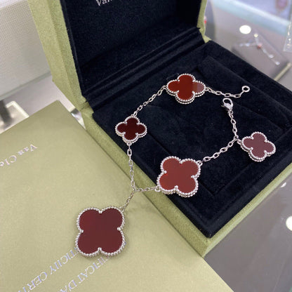 [Clover]CLOVER 5 MOTIFS SIVLER CARNELIAN BRACELET