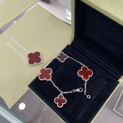 [Clover]CLOVER 5 MOTIFS SIVLER CARNELIAN BRACELET