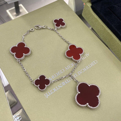 [Clover]CLOVER 5 MOTIFS SIVLER CARNELIAN BRACELET