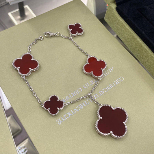 [Clover]CLOVER 5 MOTIFS SIVLER CARNELIAN BRACELET