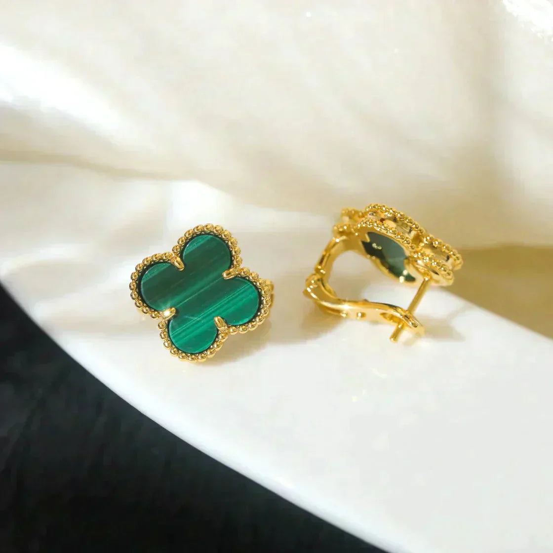 [Clover]CLOVER MEDIUM 1 MOTIFS MALACHITE  EARRINGS