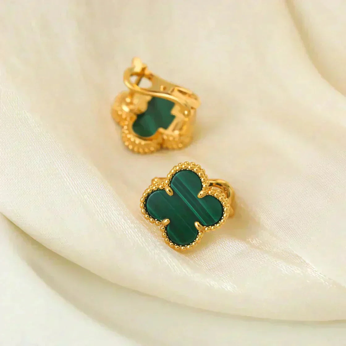 [Clover]CLOVER MEDIUM 1 MOTIFS MALACHITE  EARRINGS