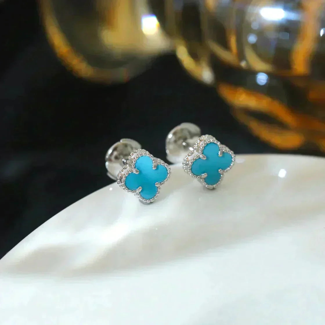 [Clover]CLOVER MINI 9.5MM ONYX STUD EARRINGS SILVER