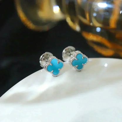 [Clover]CLOVER MINI 9.5MM ONYX STUD EARRINGS SILVER