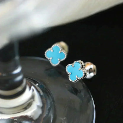 [Clover]CLOVER MINI 9.5MM ONYX STUD EARRINGS SILVER
