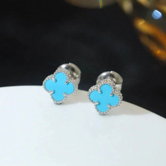 [Clover]CLOVER MINI 9.5MM ONYX STUD EARRINGS SILVER