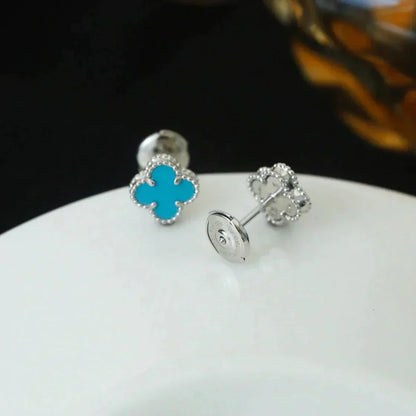 [Clover]CLOVER MINI 9.5MM ONYX STUD EARRINGS SILVER