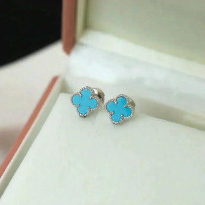 [Clover]CLOVER MINI 9.5MM ONYX STUD EARRINGS SILVER