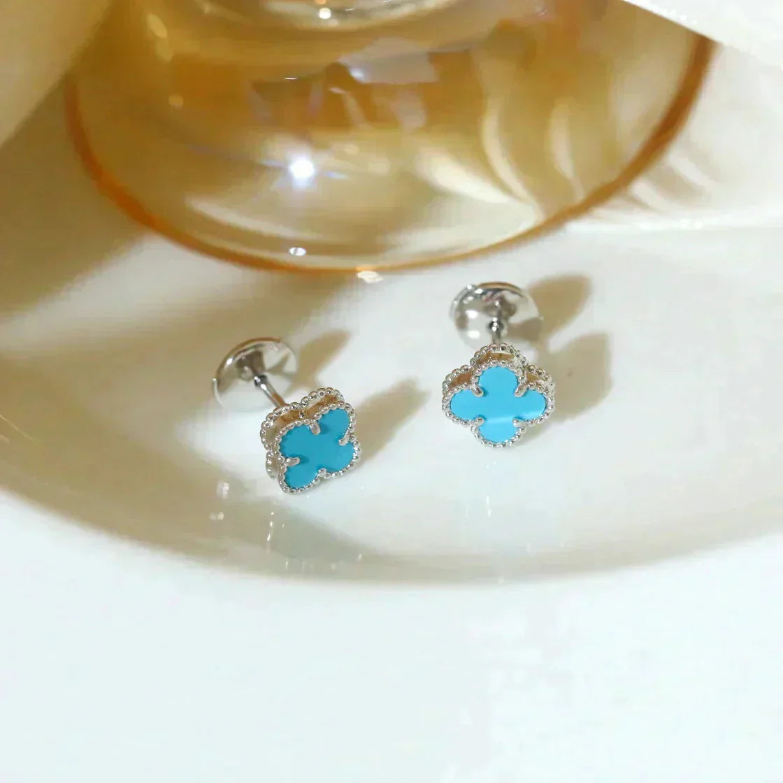 [Clover]CLOVER MINI 9.5MM ONYX STUD EARRINGS SILVER
