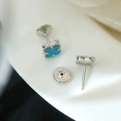 [Clover]CLOVER MINI 9.5MM ONYX STUD EARRINGS SILVER