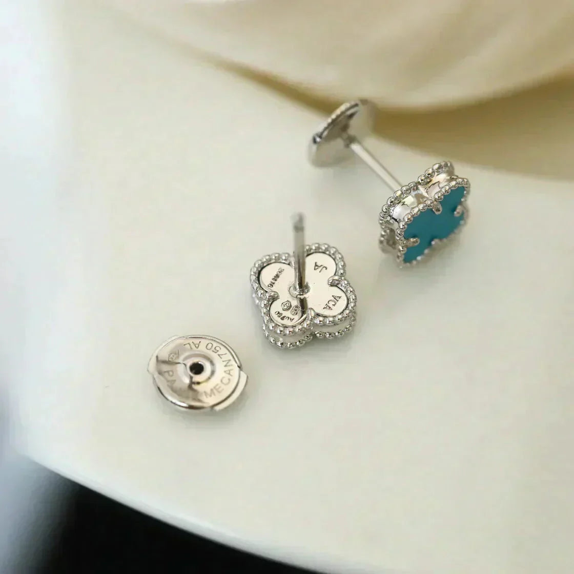 [Clover]CLOVER MINI 9.5MM ONYX STUD EARRINGS SILVER
