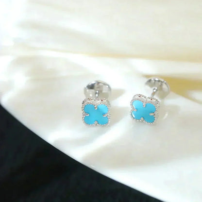 [Clover]CLOVER MINI 9.5MM ONYX STUD EARRINGS SILVER
