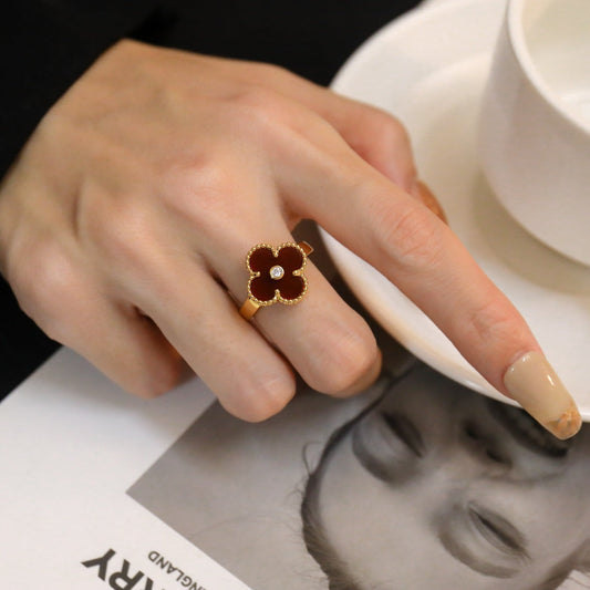 [Clover]CLOVER CARNELIAN RING ROSE GOLD DIAMOND