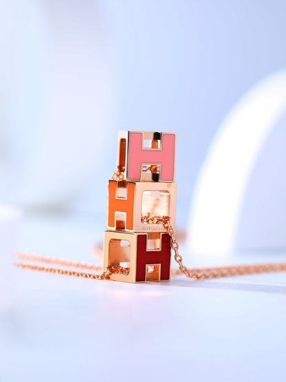 [Clover]H CAGE PINK GOLD NECKLACE