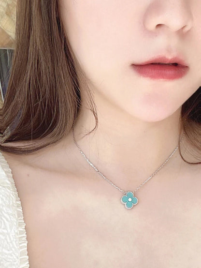 [Clover]CLOVER 1 DIAMOND LIGHT BLUE SILVER NECKLACE