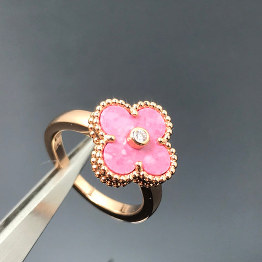 [Clover]CLOVER RHODONITE ROSE GOLD RING