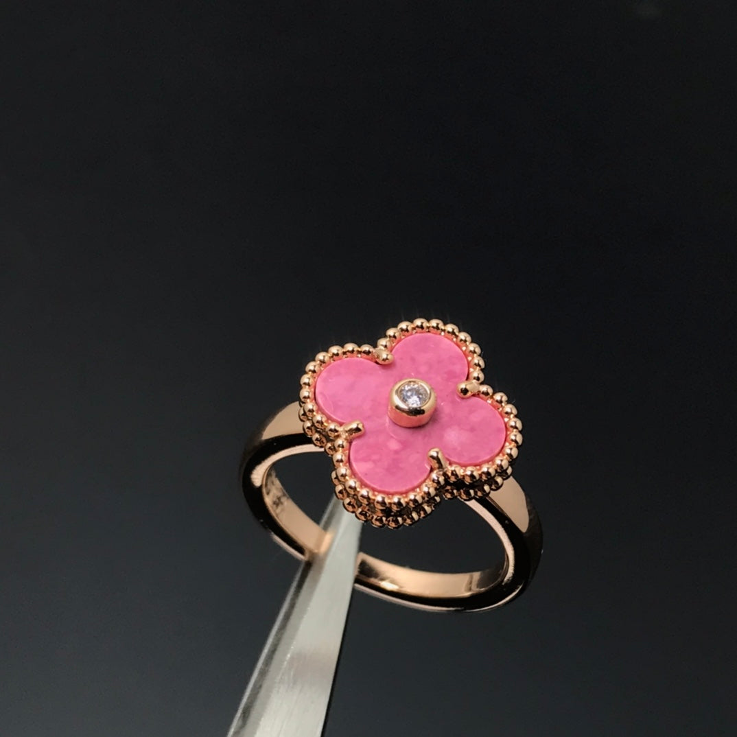 [Clover]CLOVER RHODONITE ROSE GOLD RING