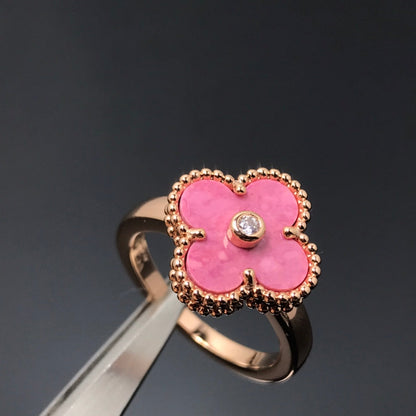 [Clover]CLOVER RHODONITE ROSE GOLD RING