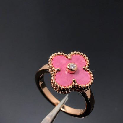 [Clover]CLOVER RHODONITE ROSE GOLD RING