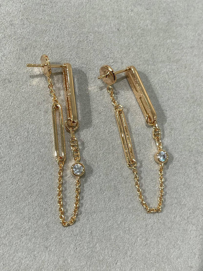 [Clover]CHAINE CHAOS DIAMOND DROP EARRINGS