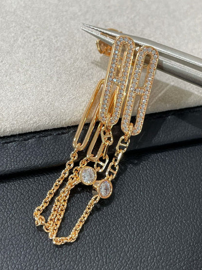 [Clover]CHAINE CHAOS DIAMOND DROP EARRINGS