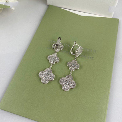 [Clover]CLOVER 3 MOTIF DIAMOND SILVER DROP EARRINGS