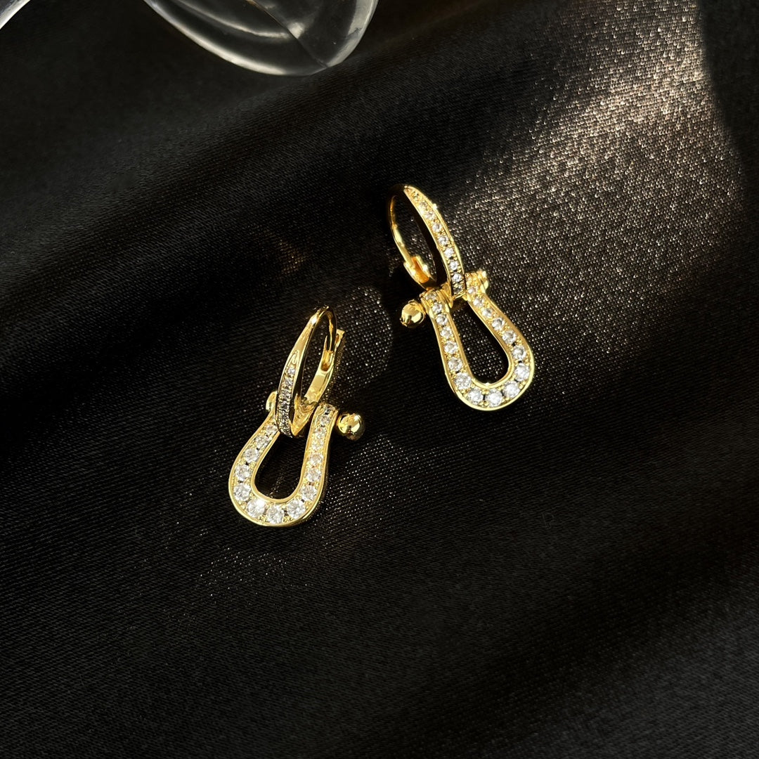 [Clover]FORCE 10 FULL DIAMOND DROP EARRINGS MEDIUM MODEL