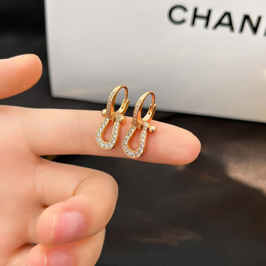 [Clover]FORCE 10 FULL DIAMOND DROP EARRINGS MEDIUM MODEL
