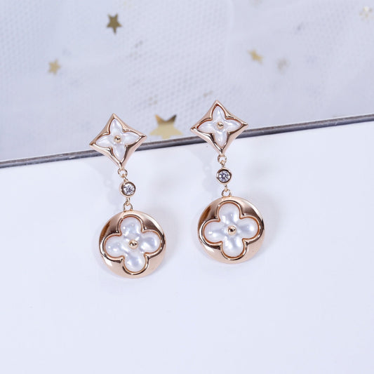 [Clover]STAR AND SUN PINK GOLD MOP DROP EARRINGS