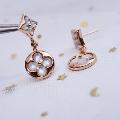 [Clover]STAR AND SUN PINK GOLD MOP DROP EARRINGS
