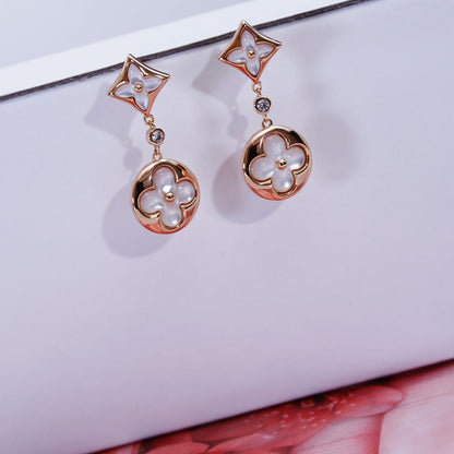 [Clover]STAR AND SUN PINK GOLD MOP DROP EARRINGS