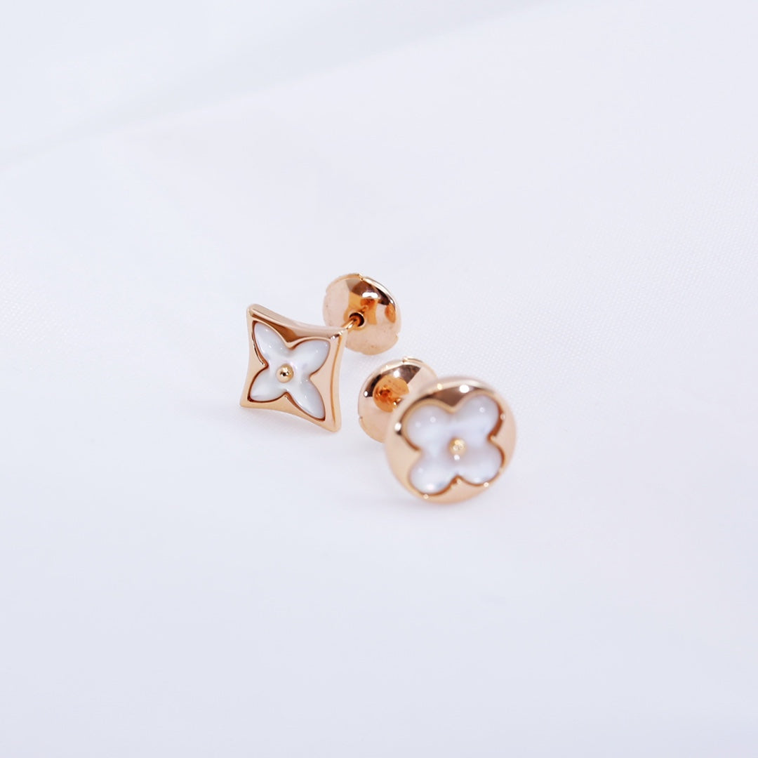 [Clover]STAR AND SUN PINK GOLD MOP STUD EARRINGS