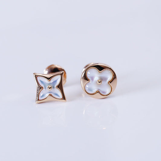 [Clover]STAR AND SUN PINK GOLD MOP STUD EARRINGS