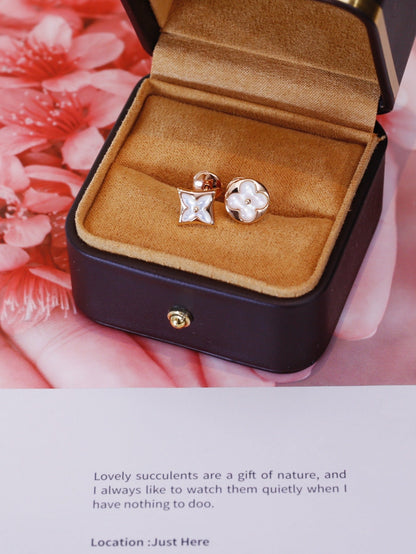 [Clover]STAR AND SUN PINK GOLD MOP STUD EARRINGS